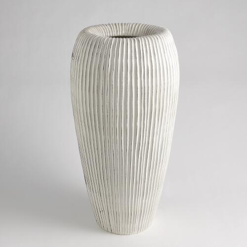 Baleen Vase-Ivory w/Brown Edges
