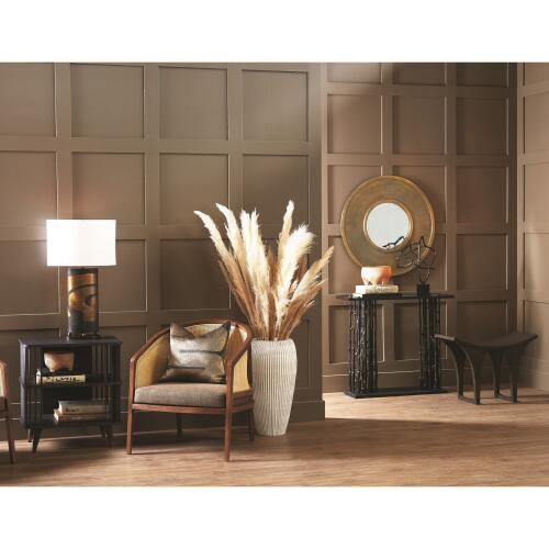 Baleen Vase-Ivory w/Brown Edges