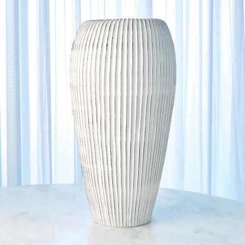 Baleen Vase-Ivory w/Brown Edges