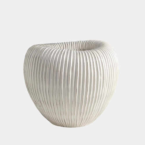 Baleen Cachepot-Ivory w/Brown Edges