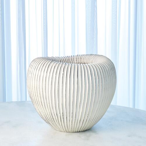 Baleen Cachepot-Ivory w/Brown Edges