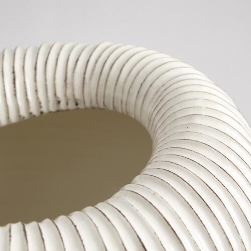 Baleen Cachepot-Ivory w/Brown Edges