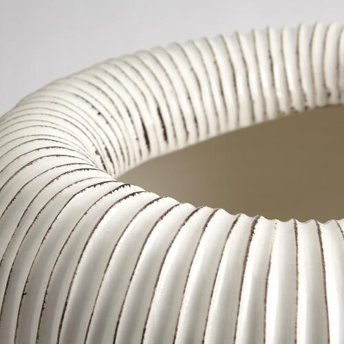 Baleen Cachepot-Ivory w/Brown Edges