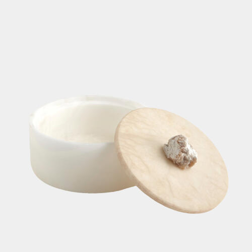 Roccia Alabaster Round Box w/Finial
