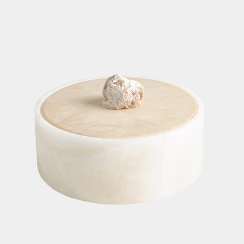Roccia Alabaster Round Box w/Finial