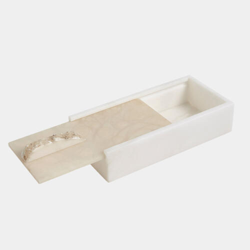 Roccia Alabaster Rectangle Box w/Finial