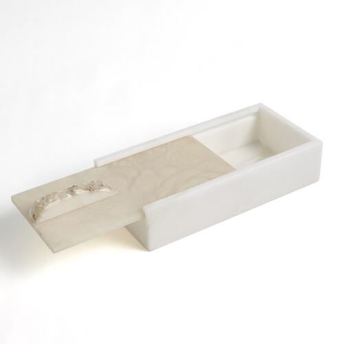 Alabaster Rectangle Tray w/Rock Handles