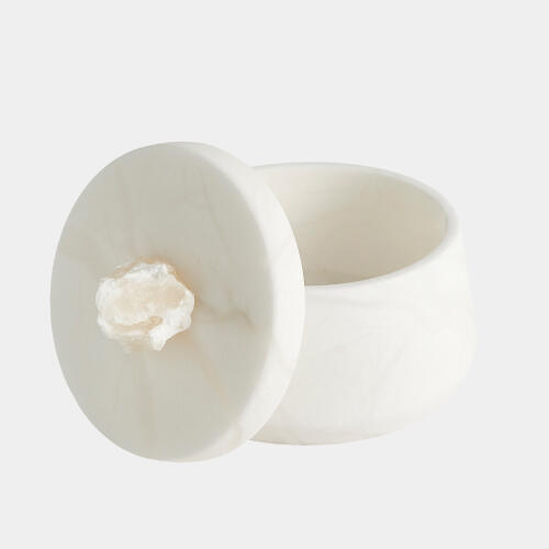 Roccia Alabaster Taper Box w/Finial-White-Lg