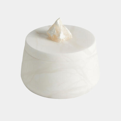 Roccia Alabaster Taper Box w/Finial-White-Lg
