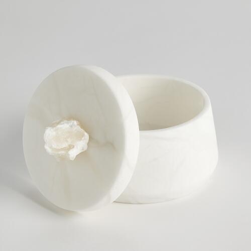 Alabaster Tapered Round Box w/Rock Finial
