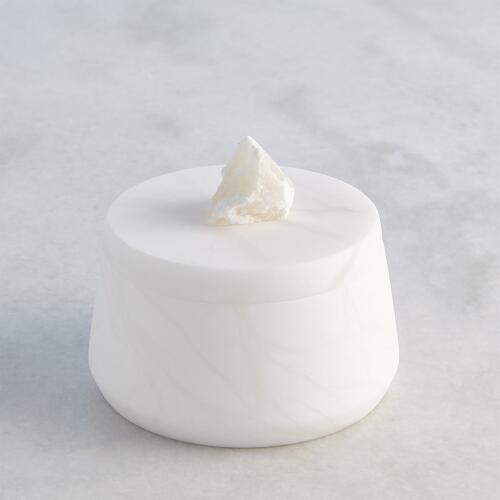 Alabaster Tapered Round Box w/Rock Finial