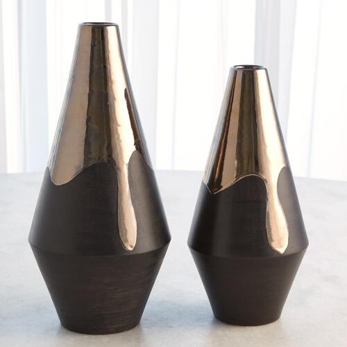 Horace Gilded Dip Vase-Platinum Bottom