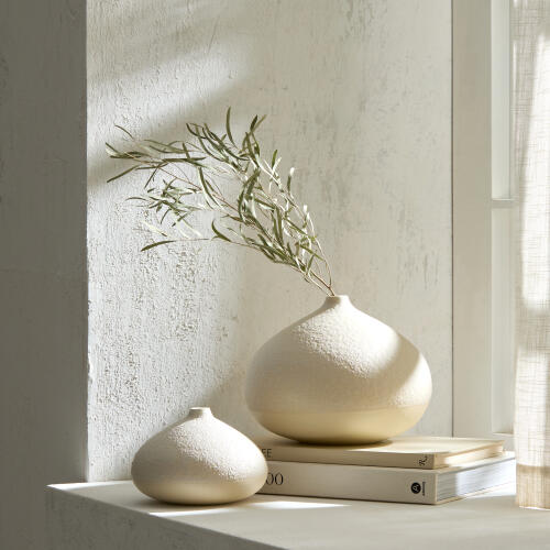 Mottled Bulb Vase-Ivory