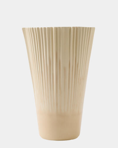 Pleated Vase-Drip Cream