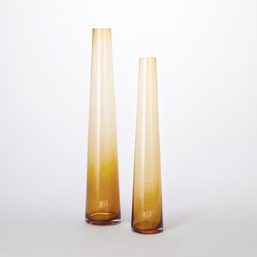 Glass Tower Vase-Amber