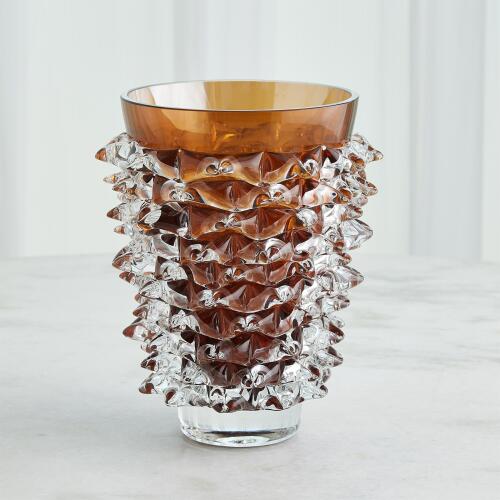 Porcupine Vase-Dark Amber