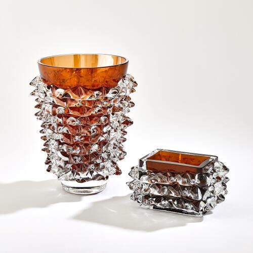 Porcupine Vase-Dark Amber
