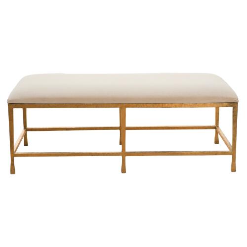 Quad Pod Bench w/Muslin Cushion-Gold Leaf