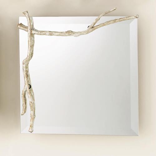 Twig Mirror-Silver Leaf