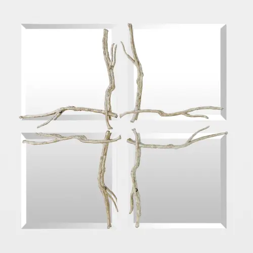 Twig Mirror-Silver Leaf