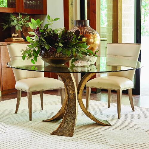 Lotus Dining Table-48"-Antique Gold/Bronze