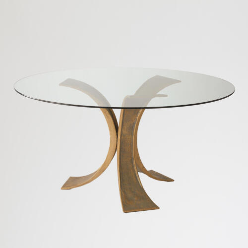 lotus dining table-60"-antique gold/bronze