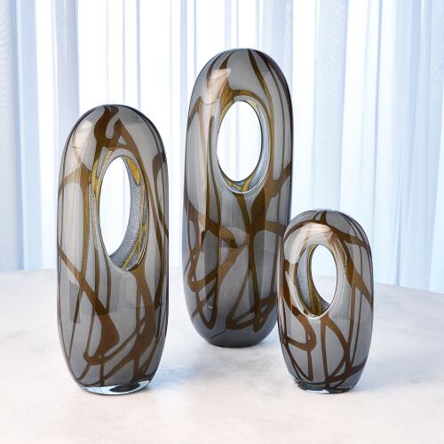 Swirl Vase-Amber/Gray