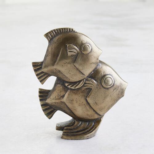 Fishy Sculpture-Antique Brass
