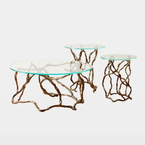 Twistwood Side Table-Antique Brass