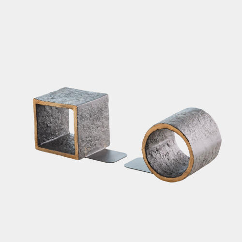 Geometry Bookends-Iron/Gold