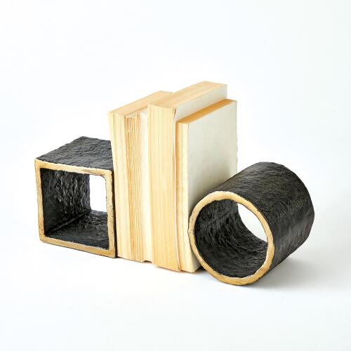Geometry Bookends-Iron/Gold
