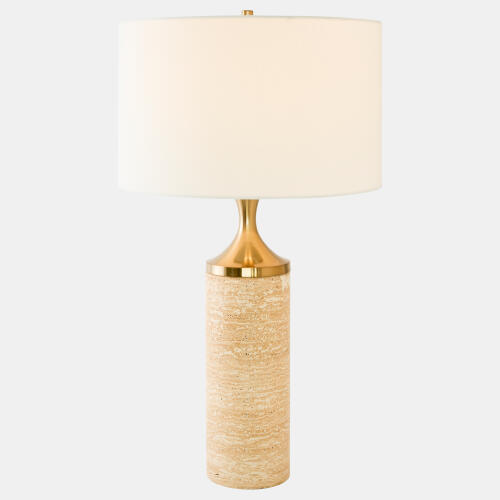 Ossuary Lamp-Travertine/Brass