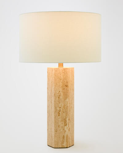 Carved Marble Lamp-Travertine