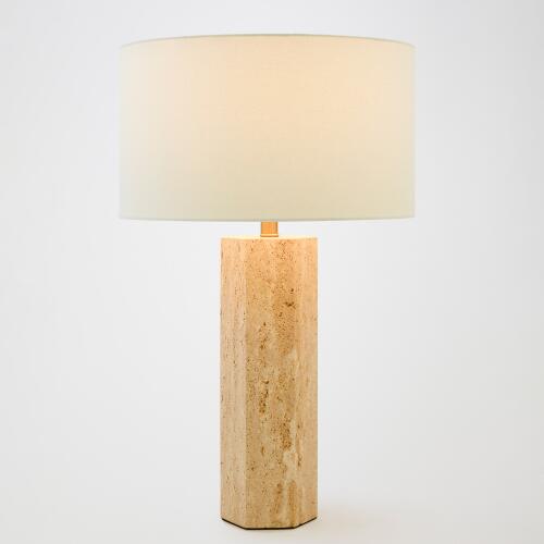 Carved Marble Lamp-Travertine
