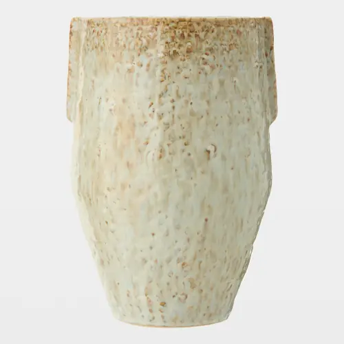 Shulman Pinch Pot Vase-Reactive Gray/Beige-Lg