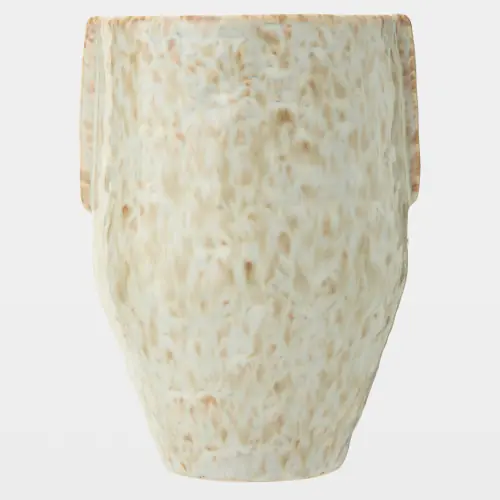 Shulman Pinch Pot Vase-Reactive Gray/Beige-Sm