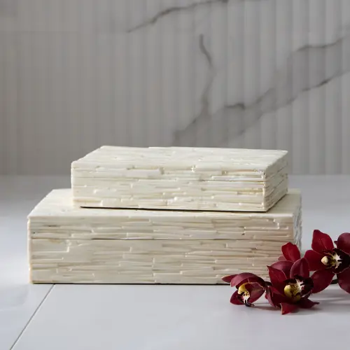 Cesello Chiseled Bone Box-Natural