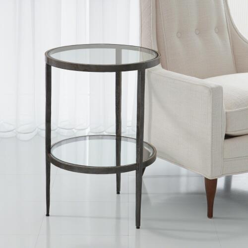 Laforge Two-Tier Side Table-Braised Brass