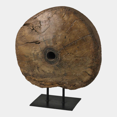Antique Cart Wheel on Stand