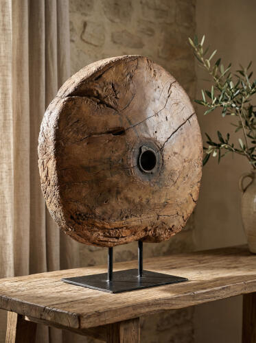 Antique Cart Wheel on Stand