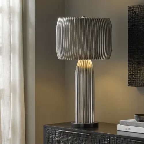 Crimp Table Lamp-Antique Nickel