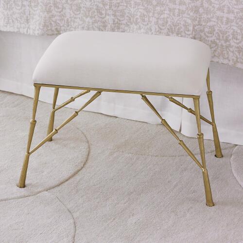 Spike Bench w/Muslin Cushion-Antique Brass