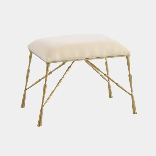 spike bench w/muslin cushion-antique brass