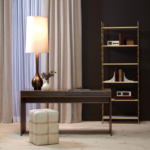 Spike Etagere-Antique Brass w/White Marble