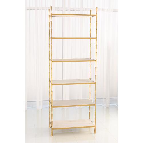Spike Etagere-Antique Brass w/White Marble