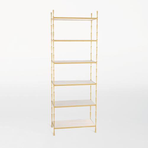 spike etagere-antique brass w/white marble