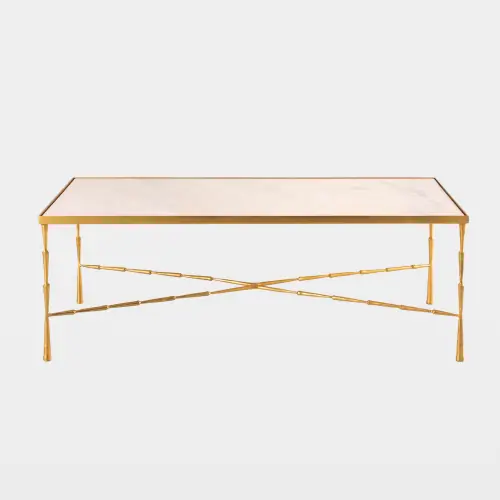 Spike Cocktail Table-Antique Brass/White Marble