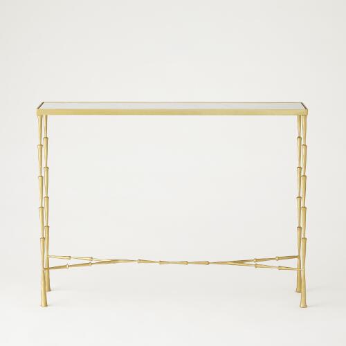 Spike Console-Antique Brass w/White Marble