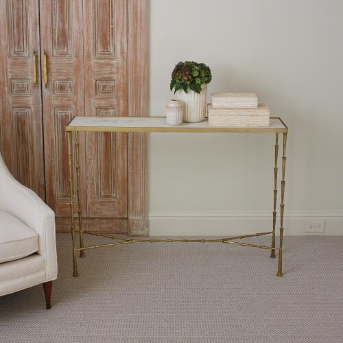 Spike Console-Antique Brass w/White Marble