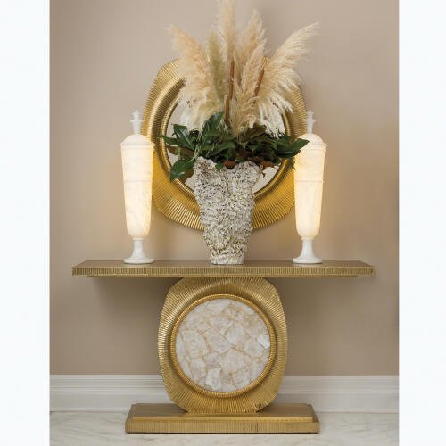 Opera Fluted Console-Brass w/Quartz Insert